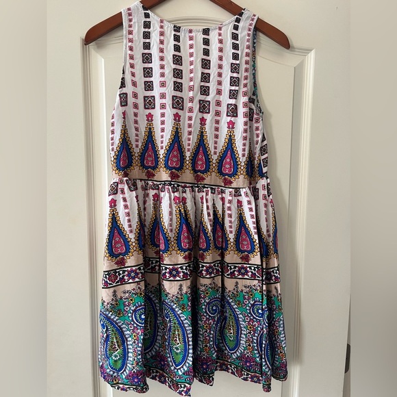 Umgee Rich White Vibrant Patterned Sundress Women’s Size Small - Picture 3 of 13